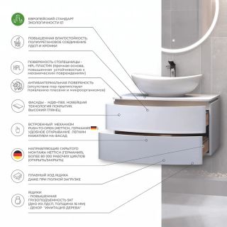 Тумба под раковину подвесная Velvex Luna tp.LUN.80.2Y, 80 см